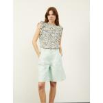 Reduzierte Mintgrüne Unifarbene Capri-Jeans aus Denim für Damen Große Größen 