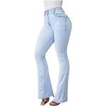 Hellblaue Vintage Straight Leg Jeans mit Knopf aus Jersey für Damen Größe 4 XL 