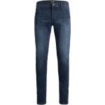 Reduzierte Dunkelblaue Unifarbene Jack & Jones Slim Fit Jeans mit Reißverschluss aus Denim für Herren Übergrößen 