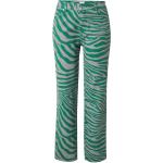 Reduzierte Grüne Animal-Print Bio Nachhaltige 5-Pocket Jeans mit Reißverschluss aus Denim für Damen Weite 32 