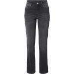 Reduzierte Graue Bestickte MAC Jeans Melanie Slim Fit Jeans mit Reißverschluss aus Denim für Damen Größe XXL Weite 25 