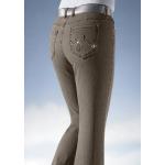 Taupefarbene Bestickte ASCARI Jeans mit Stickerei mit Reißverschluss aus Baumwolle für Damen Größe S 