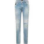 Reduzierte Hellblaue Unifarbene Elias Rumelis Slim Fit Jeans mit Reißverschluss aus Denim für Herren Größe XL 
