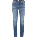 Reduzierte Blaue Bestickte Mustang Oregon Nachhaltige Slim Fit Jeans mit Reißverschluss aus Denim für Herren Größe XXL Große Größen 