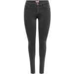 Graue Unifarbene ONLY Rain 5-Pocket Jeans mit Reißverschluss aus Denim für Damen Größe XXL Weite 25 