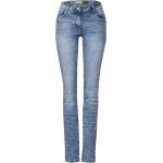 Blaue Bestickte CECIL Scarlett Hüftjeans & Low Waist Jeans mit Reißverschluss aus Denim für Damen Große Größen 