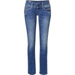 Reduzierte Blaue Bestickte Pepe Jeans Venus Hüftjeans & Low Waist Jeans mit Reißverschluss aus Denim für Damen 