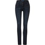 Dunkelblaue Street One York Slim Fit Jeans mit Reißverschluss aus Denim für Damen Größe XS 