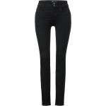 Schwarze Street One York Slim Fit Jeans mit Reißverschluss aus Denim für Damen Größe XL 