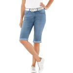 Blaue Casual Jeans-Bermudas mit Reißverschluss aus Baumwolle für Damen für den für den Sommer 