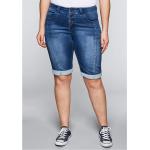 Blaue Jeans-Bermudas mit Knopf aus Denim für Damen Große Größen 