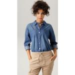 Blaue Casual Langärmelige ANISTON Nachhaltige Jeansblusen für Damen Größe L 