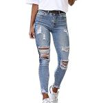 Schwarze Ripped Jeans & Zerrissene Jeans aus Fleece für Damen Größe L für den für den Sommer 