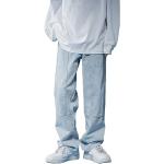 Hellblaue Unifarbene Hip Hop Straight Leg Jeans aus Denim für Herren Größe L für Partys 