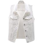 Weiße Oversize Mini Gefütterte Jeansjacken aus Kunstfell für Damen Größe 3 XL Große Größen für den für den Herbst 