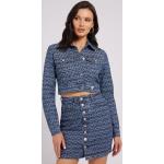 Blaue Guess Mini Übergangsjacken aus Baumwollmischung Cropped für Damen Größe XS 