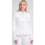 Weiße Bestickte Guess Übergangsjacken mit Volants aus Baumwollmischung für Damen Größe XS 