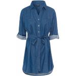 Blaue Unifarbene Midi Midikleider & knielange Kleider aus Denim für Damen Größe M 