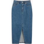 Blaue Monki Bio Midi High Waist Röcke & Taillenröcke mit Reißverschluss aus Denim für Damen Größe S 