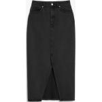 Schwarze Monki Bio Midi High Waist Röcke & Taillenröcke mit Reißverschluss aus Denim für Damen Größe S 