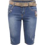 Blaue Bestickte MarJo Jeans-Shorts mit Knopf aus Denim für Damen Größe XS für den für den Sommer 