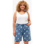 Reduzierte Blaue Zizzi Jeans-Shorts aus Denim für Damen Übergrößen Große Größen für den für den Sommer 