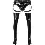 Schwarze Lack-Optik Sexy Herrenunterwäsche mit Reißverschluss aus Leder Handwäsche Größe M 
