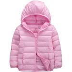 Rosa Unifarbene Atmungsaktive Kindersteppjacken mit Kapuze mit Reißverschluss Handwäsche für Mädchen Größe 110 für den für den Winter 