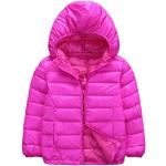 Rosa Unifarbene Atmungsaktive Kindersteppjacken mit Kapuze mit Reißverschluss Handwäsche für Mädchen Größe 110 für den für den Winter 