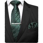 Dunkelgrüne Unifarbene Elegante Krawatten-Sets für Herren Größe M 