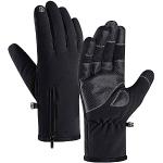 Schwarze Touchscreen-Handschuhe mit Reißverschluss für Herren Größe XL für den für den Winter 