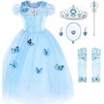Reduzierte Himmelblaue Blumenmuster Prinzessin-Kostüme aus Spitze für Kinder 