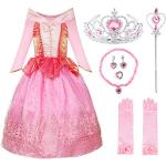 Rosa Dornröschen Aurora Prinzessin-Kostüme aus Spitze für Kinder 