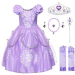 Violette Blumenmuster Maxi Prinzessin-Kostüme für Kinder 