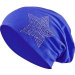 Royalblaue Sterne Strickmützen mit Strass aus Jersey maschinenwaschbar für Damen Einheitsgröße 