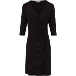 Schwarze 3/4-ärmelige UTA RAASCH Wickelkleider aus Jersey maschinenwaschbar für Damen Größe XL 