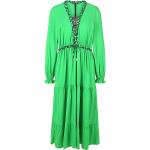 Reduzierte Grüne Marcel Ostertag V-Ausschnitt Jerseykleider Gesmokte aus Jersey maschinenwaschbar für Damen Größe M 