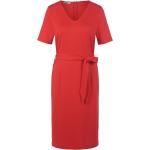 Rote Halblangärmelige UTA RAASCH V-Ausschnitt Taillierte Kleider mit Reißverschluss aus Jersey maschinenwaschbar für Damen Größe XL 