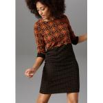 Zimtfarbene Gepunktete ANISTON Rundhals-Ausschnitt Strickkleider aus Jersey für Damen Größe XL 