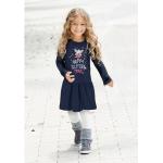 Marineblaue Motiv Kidsworld Gemusterte Kinderkleider mit Glitzer aus Jersey für Mädchen Größe 146 