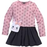 Marineblaue Gepunktete Langärmelige Kidsworld Gemusterte Kinderkleider mit Glitzer aus Jersey für Mädchen Größe 146 