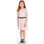 Pinke Bestickte Skater Kurzärmelige Rundhals-Ausschnitt Jerseykleider für Kinder aus Jersey 