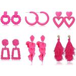 Pinke Elegante Quasten-Ohrringe für Damen zur Hochzeit 
