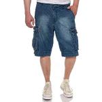Jet Lag Cargo Shorts Take Off 8 Denim Navy Jeans Shorts, Größe:W31