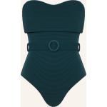 Dunkelgrüne Bandeau Badeanzüge aus Polyamid ohne Bügel für Damen Größe M 