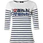 Weiße Langärmelige Jette Joop Rundhals-Ausschnitt T-Shirts mit Glitzer für Damen Größe M 