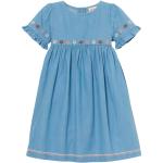 Blaue Bestickte Kurzärmelige Jette Joop Kinderjeanskleider aus Baumwolle für Mädchen Größe 110 