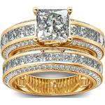 Nickelfreie Diamantringe vergoldet aus Silber mit Diamant Größe 64 für die Braut 