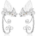 JeweBella Elfen Ohrringe für Damen Silber Elfenohren Manschetten Ohrclips Ohne Ohrlöcher für Halloween Cosplay Hochzeit