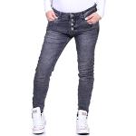 Graue Hüftjeans & Low Waist Jeans mit Reißverschluss aus Denim enganliegend für Damen Größe S für den für den Sommer 